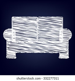 sofa icon - vector with chalk effect   