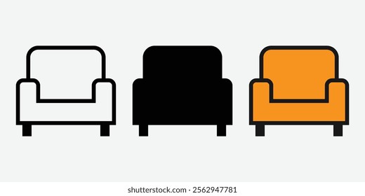 Sofa Icon Vector. Collection Of Sofa Icon Vector.  Containing sofa, chaise longue, couch, armchair, settee, single.