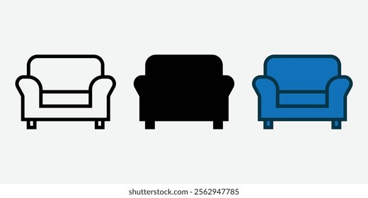 Sofa Icon Vector. Collection Of Sofa Icon Vector.  Containing sofa, chaise longue, couch, armchair, settee, single.