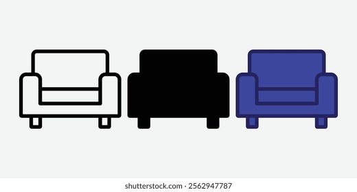 Sofa Icon Vector. Collection Of Sofa Icon Vector.  Containing sofa, chaise longue, couch, armchair, settee, single.