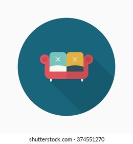 Sofa icon , Vector flat long shadow design. 