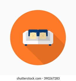Sofa icon , Vector flat long shadow design.