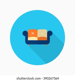Sofa icon , Vector flat long shadow design.