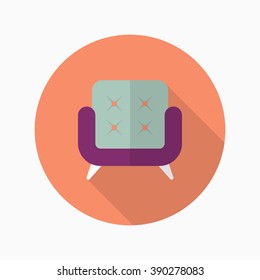 Sofa icon , Vector flat long shadow design.