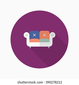 Sofa icon , Vector flat long shadow design.