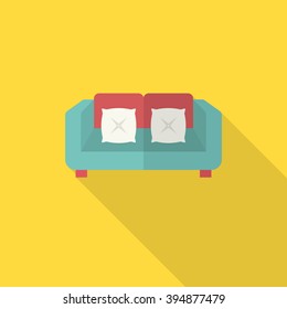 Sofa icon , Vector flat long shadow design.