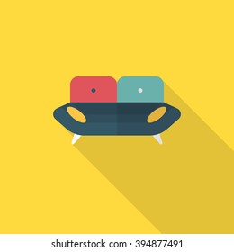 Sofa icon , Vector flat long shadow design.
