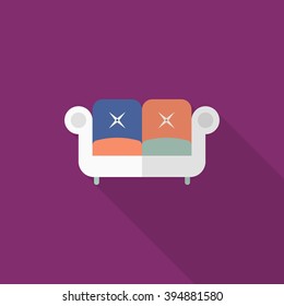 Sofa icon , Vector flat long shadow design.