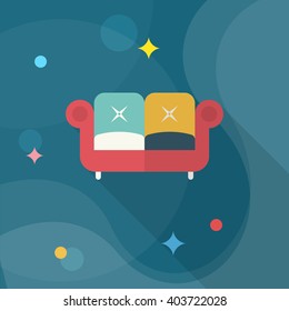 Sofa icon , Vector flat long shadow design.