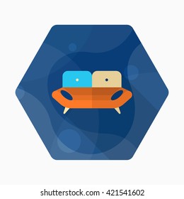 Sofa icon , Vector flat long shadow design.
