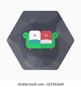 Sofa icon , Vector flat long shadow design.
