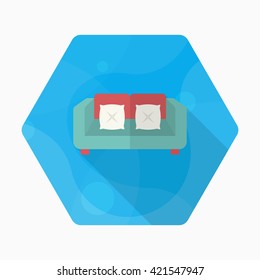 Sofa icon , Vector flat long shadow design.