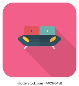 Sofa icon , Vector flat long shadow design.