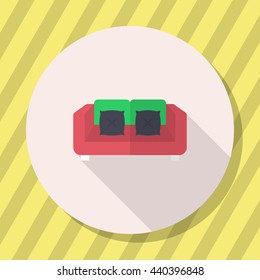 Sofa icon , Vector flat long shadow design.