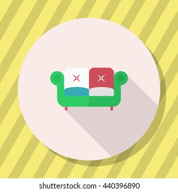 Sofa icon , Vector flat long shadow design.