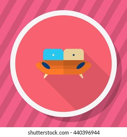 Sofa icon , Vector flat long shadow design.