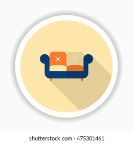 Sofa icon , Vector flat long shadow design.