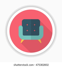 Sofa icon , Vector flat long shadow design.