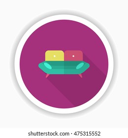 Sofa icon , Vector flat long shadow design.
