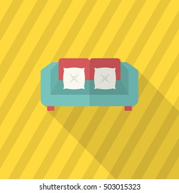 Sofa icon , Vector flat long shadow design.