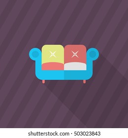 Sofa icon , Vector flat long shadow design.