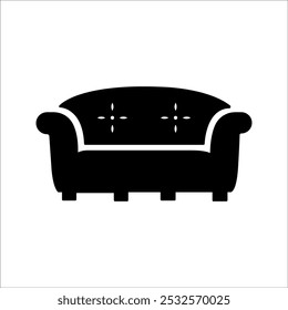 Vetor de ícone do Sofa. Sinal de ilustração de móveis. Símbolo ou logotipo da poltrona.