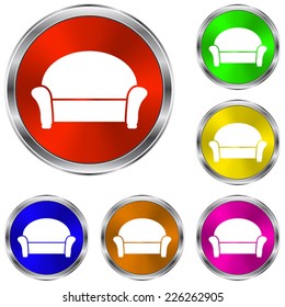 sofa  icon - vector glossy colourful buttons