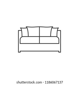 Sofa Icon. Vector Illustration, Flat Design.