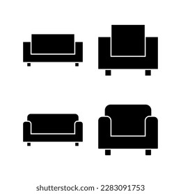 Ilustración vectorial de icono de software. símbolo y signo del sofá. icono de mobiliario