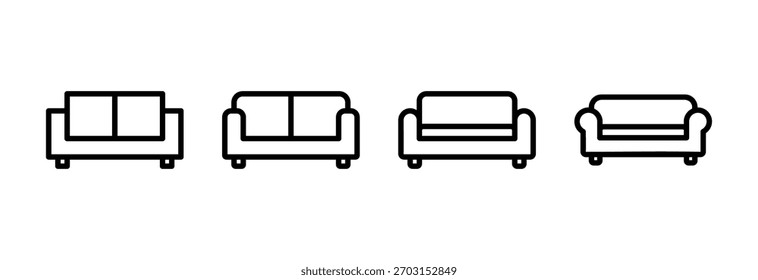 Ilustración vectorial del icono del sofá. signo y símbolo del sofá. icono de los muebles