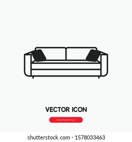 sofa icon vector. Linear style sign for mobile concept and web design. sofa symbol illustration. Pixel vector graphics - Vector.