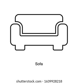 Sofa icon vector on white background. Black icon illustration