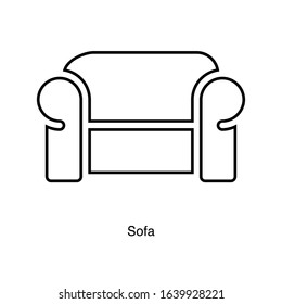 Sofa icon vector on white background. Black icon illustration