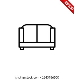 Sofa Icon Vector, Outline Icon Style, Pixel Perfect