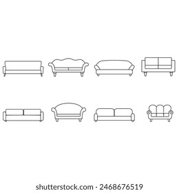 Sofa icon vector set. Furniture illustration sign collection. Armchair symbol or logo.