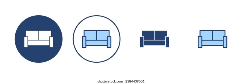 Sofa-Symbol, Vektorgrafik. Sofabzeichen und Symbol. Möbelsymbol