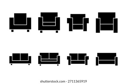 Vector del icono del sofá. signo y símbolo del sofá. icono de muebles