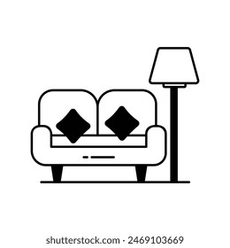 Icono de sofá con fondo blanco Vector ilustración de stock