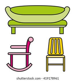 sofa icons, chair icons 