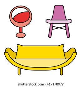 sofa icons, chair icons 