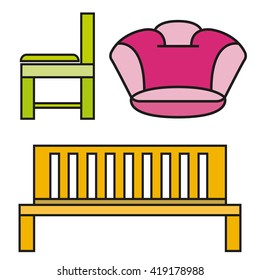 sofa icons, chair icons 