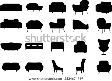 Sofa icons collection on white background 