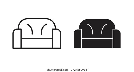 Colección de iconos de sofá. Iconos planos lineales delgados y negros