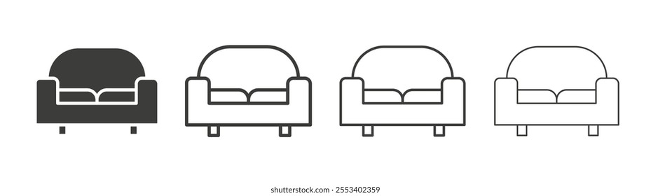 Sofa icons collection. vector set in black color