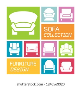 sofa icons in colorful background