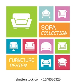 sofa icons in colorful background