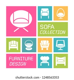 sofa icons in colorful background