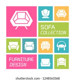 sofa icons in colorful background