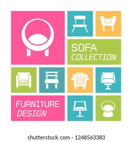 sofa icons in colorful background