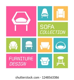 sofa icons in colorful background